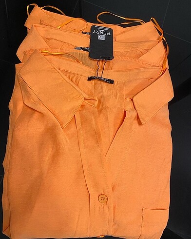 Tensel Kumaş Oversize Turuncu Gömlek