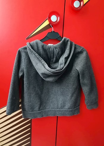 H&M Kapüşonlu Fermuarlı Erkek Çocuk Gri Sweatshirt