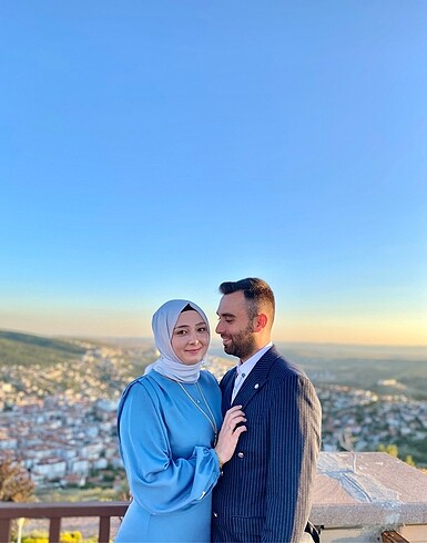 m Beden mavi Renk İpek saten abiye elbise