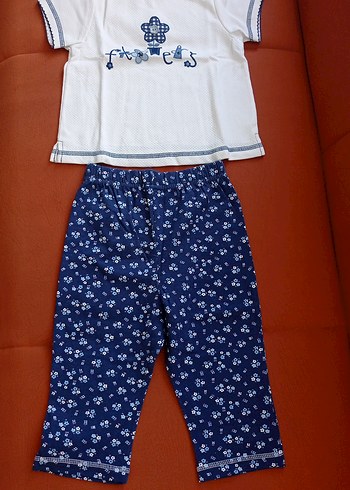 Çiçek Desenli kız Kısa Kollu Pijama Takımı