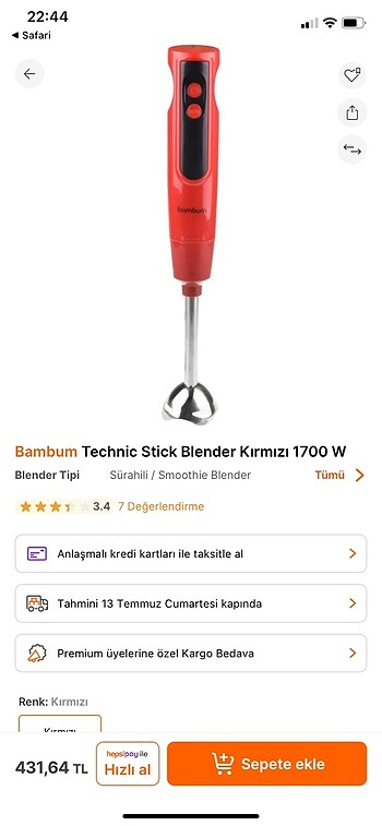 Bambum Bambum çubuk blender