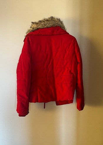 Kürklü Kırmızı Kadın Kışlık Mont - Görsel 3