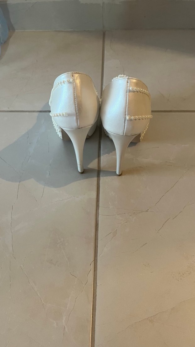 Krem inci işlemeli  Yüksek Topuklu Kadın Ayakkabı - Görsel 2