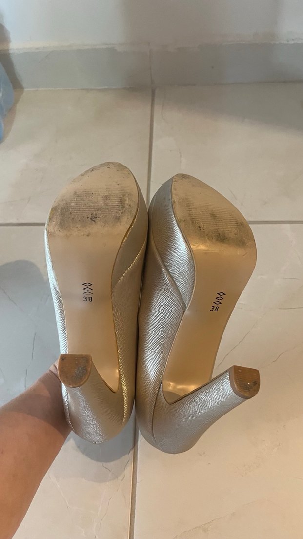 Kadın Altın Platform Topuklu Abiye Ayakkabı - Görsel 3