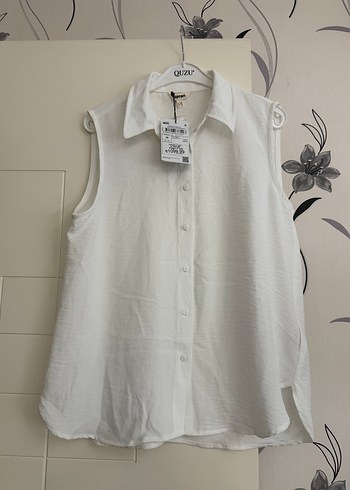 Beyaz Kolsuz Keten Gömlek - Görsel 2