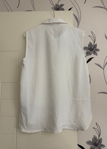 Beyaz Kolsuz Keten Gömlek - Görsel 3