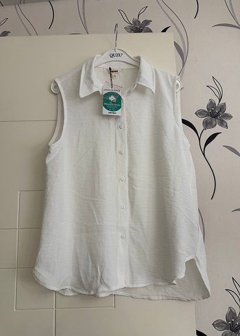 Beyaz Kolsuz Keten Gömlek - Görsel 5