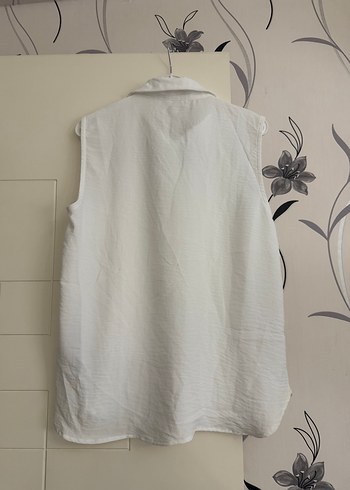 Beyaz Kolsuz Keten Gömlek - Görsel 4