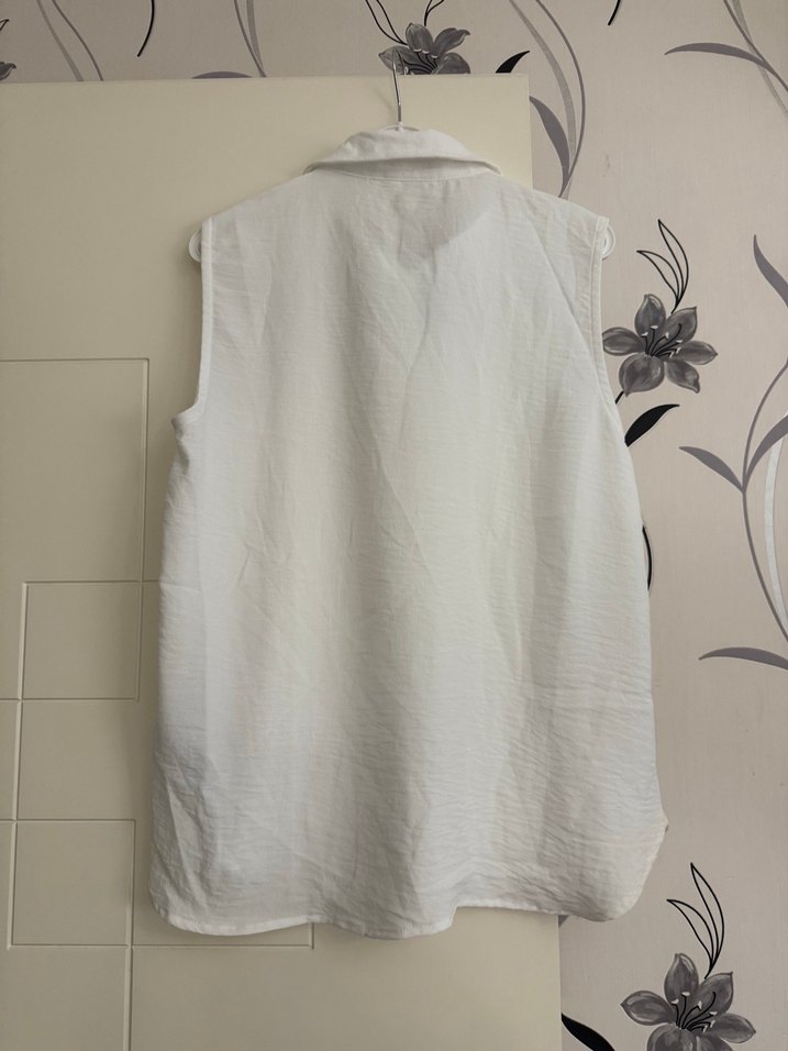 Beyaz Kolsuz Keten Gömlek - Görsel 3