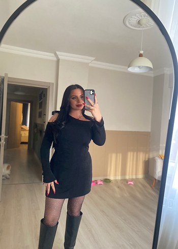l Beden Siyah Mini Elbise