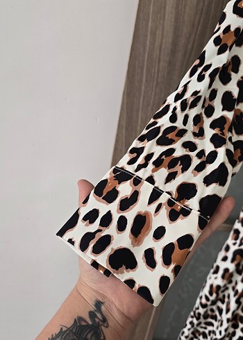 Leopar Desenli Uzun Kollu Kadın Elbise - Görsel 2