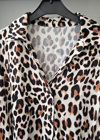 Leopar Desenli Uzun Kollu Kadın Elbise - Görsel 3