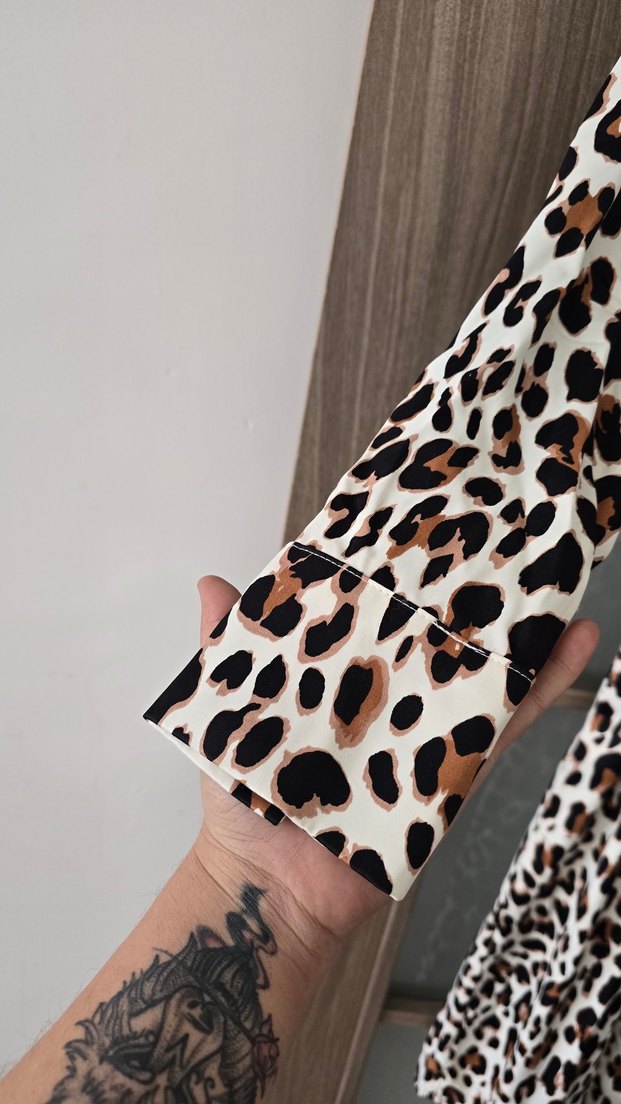 Leopar Desenli Uzun Kollu Kadın Elbise - Görsel 2