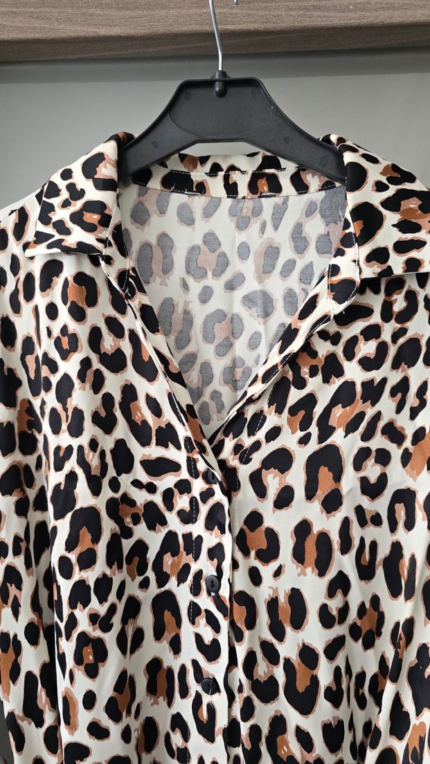 Leopar Desenli Uzun Kollu Kadın Elbise - Görsel 3