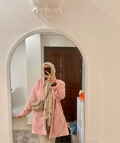 Pembe peluş ceket