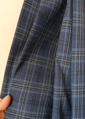 Düğmeli Lacivert Ekose Erkek Yelek pantolon takım - Görsel 4