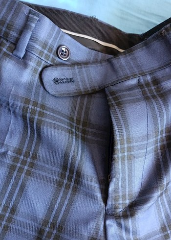 Düğmeli Lacivert Ekose Kolsuz Yelek - Görsel 8