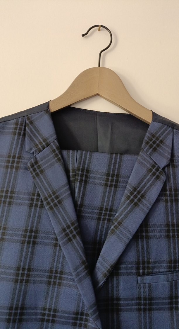 Düğmeli Lacivert Ekose Kolsuz Yelek - Görsel 2