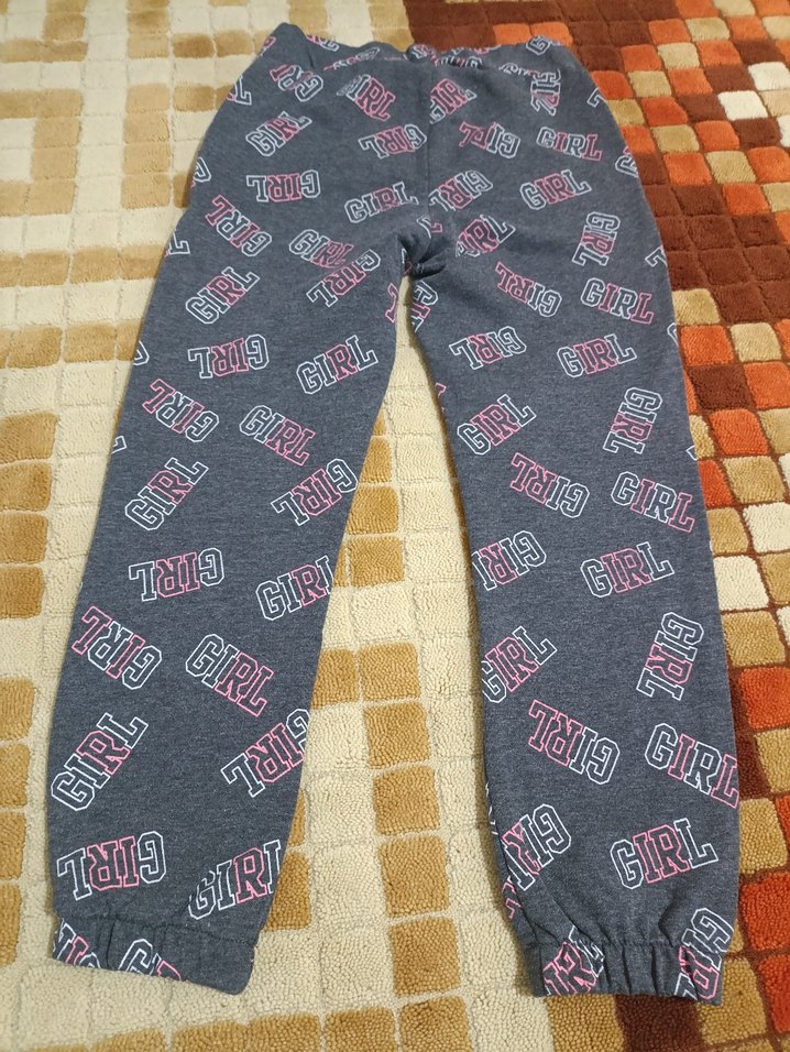 Gri Baskılı Rahat Kesim Kız Pantolonu - Görsel 2