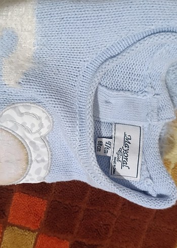 Mavi Nakışlı Kız Çocuk Triko Kazak - Görsel 5