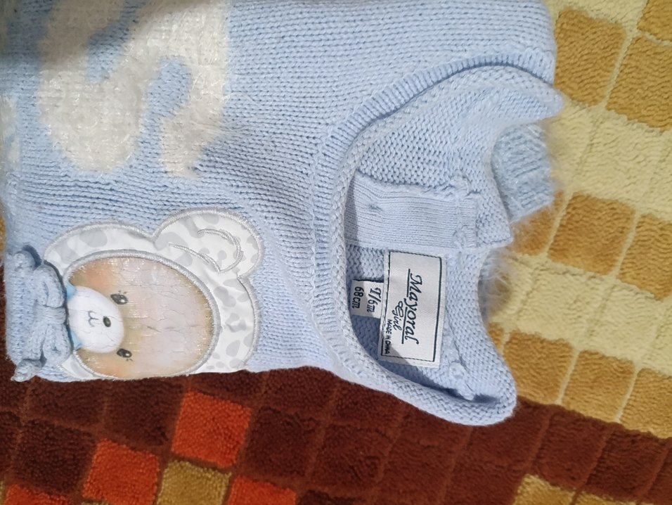 Mavi Nakışlı Kız Çocuk Triko Kazak - Görsel 5