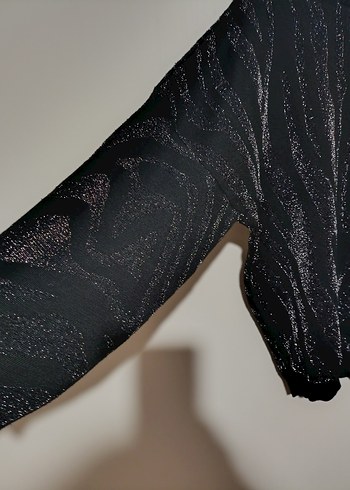 Siyah Kadın Triko Uzun Kollu Kazak - Görsel 2