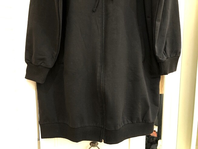 xl Beden siyah Renk Fermuarlı sweat tunik