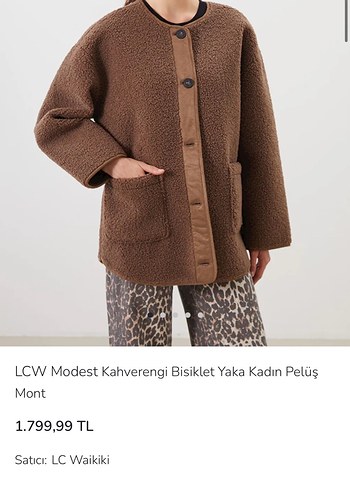 LCW Kadın Modest Kahverengi Pelüş Mont