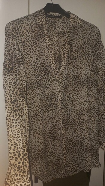 s Beden kahverengi Renk Zara leoparlı gömlek