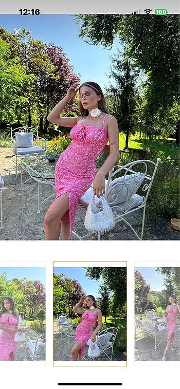 s Beden pembe Renk Pembe çiçek desenli elbise