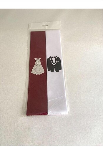 Bordo beyaz takı kurdelesi