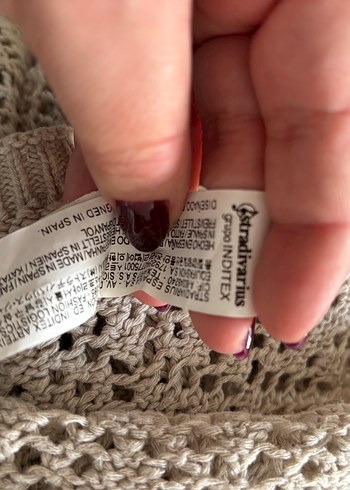 Stradivarius Bej V Yaka Örgü Kadın Kazak - Görsel 4