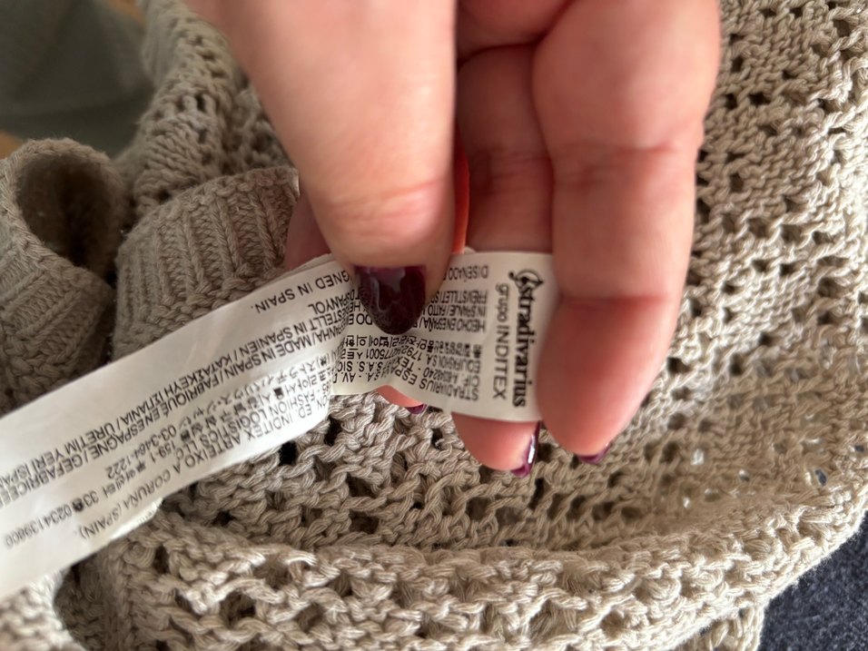 Stradivarius Bej V Yaka Örgü Kadın Kazak - Görsel 4