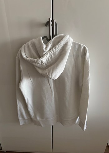 Pull&Bear Beyaz Kapüşonlu Pamuklu Sweatshirt - Görsel 3