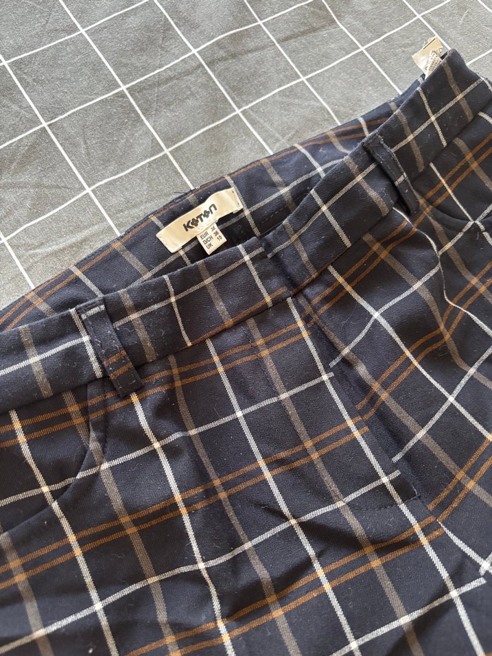 Ekose Kadın Kumaş Pantolon - Görsel 2