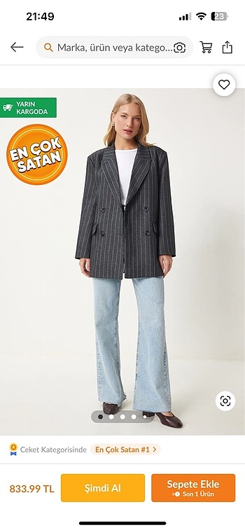 Oversize Blazer Ceket - Görsel 6