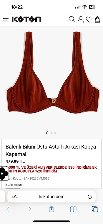 Koton Koton Bikini Üstü