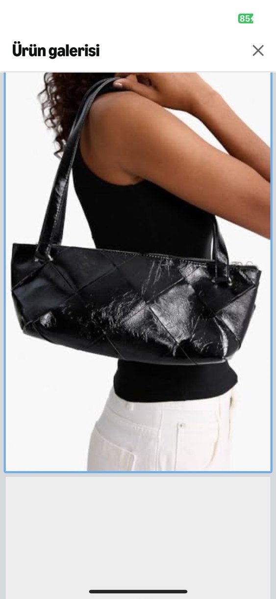 Siyah Parlak Deri Yılan Desenli Kadın Çanta - Görsel 4