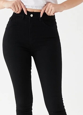Yüksek bel siyah toparlayıcı skinny jeans 