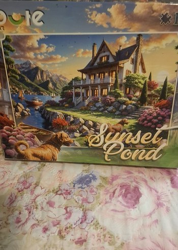Pastel renkli Sunset Pond puzzle 1500 parça