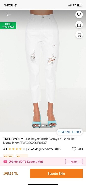 Trendyolmilla yırtık jean