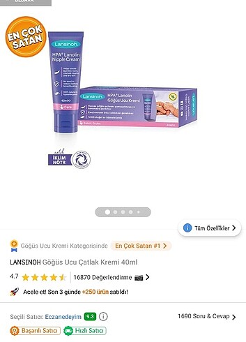 Beden Lansinoh göğüs ucu kremi