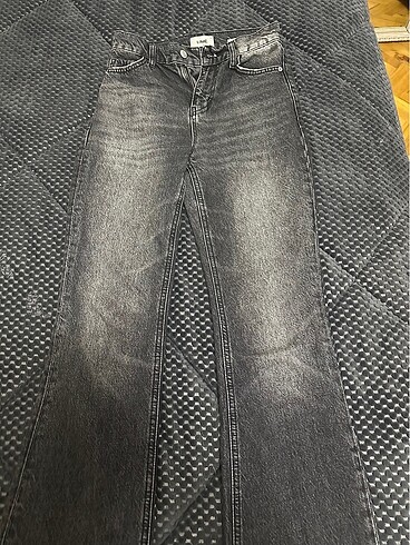 xs Beden Gri kot flare pantolon