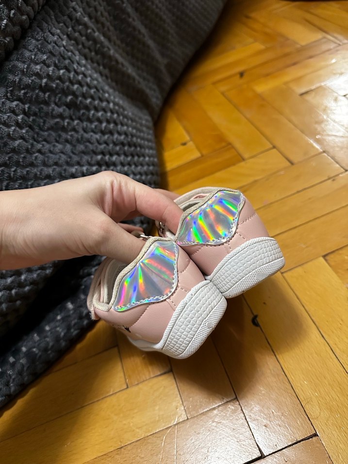 Kız Çocuk Pudra Pembe Cırtlı Spor Ayakkabı - Görsel 3