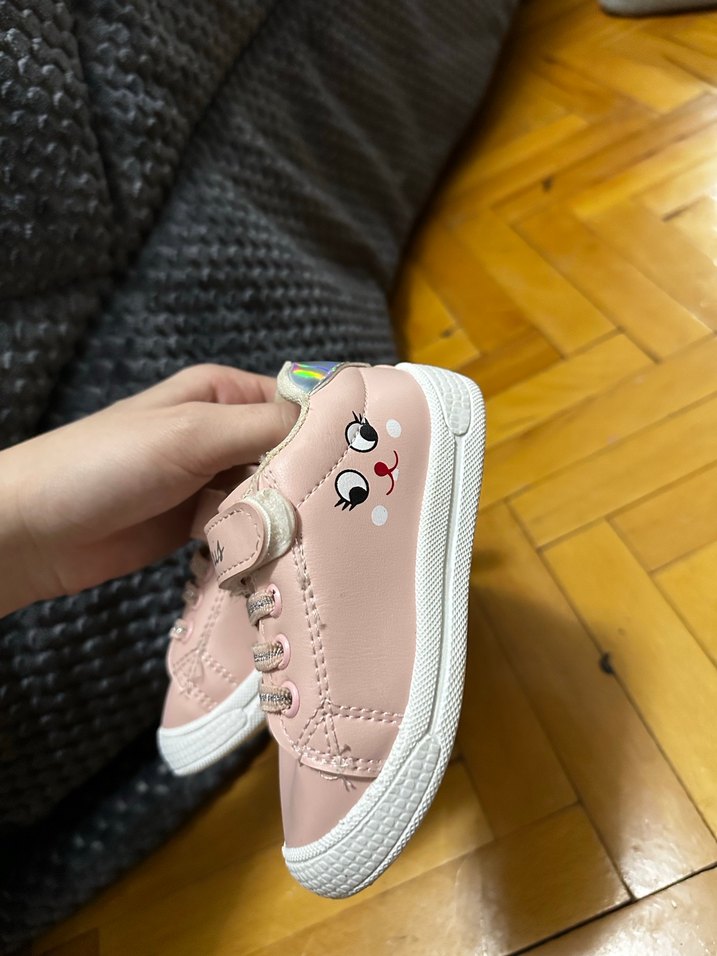 Kız Çocuk Pudra Pembe Cırtlı Spor Ayakkabı - Görsel 5