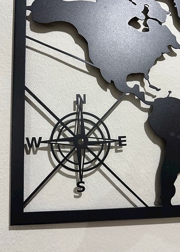 Beden siyah Renk Siyah Dünya Haritası Metal Duvar Dekoru