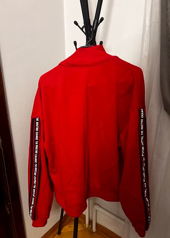 Kadın Kırmızı Fermuarlı Midi Sweatshirt - Görsel 9