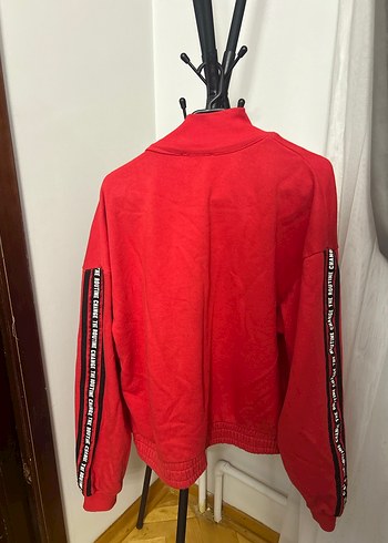 Kadın Kırmızı Fermuarlı Midi Sweatshirt - Görsel 7