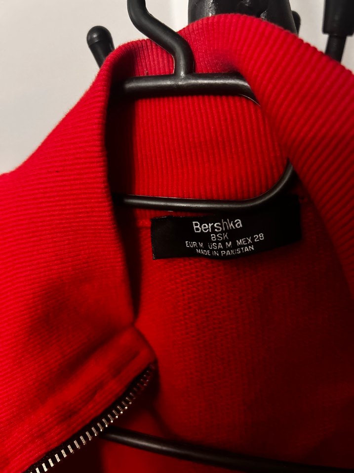 Kadın Kırmızı Fermuarlı Midi Sweatshirt - Görsel 4