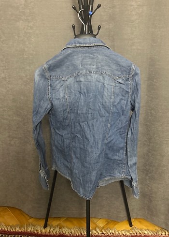 Düğmeli Mavi Denim Gömlek - Görsel 7